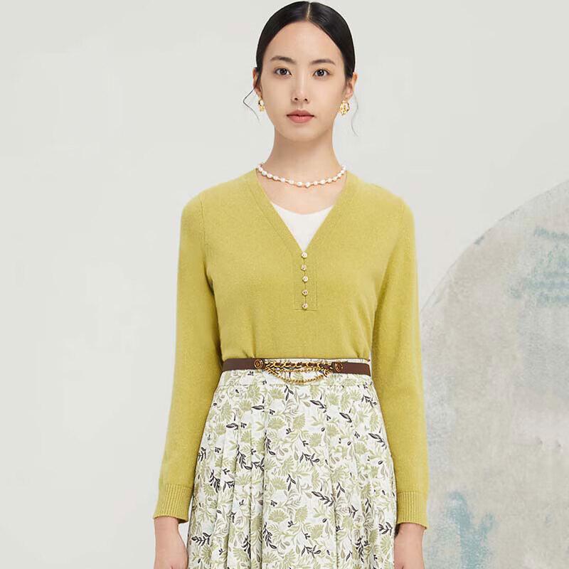 

JESSIE Вязаный свитер с V-образным вырезом, имитирующий двойку XL