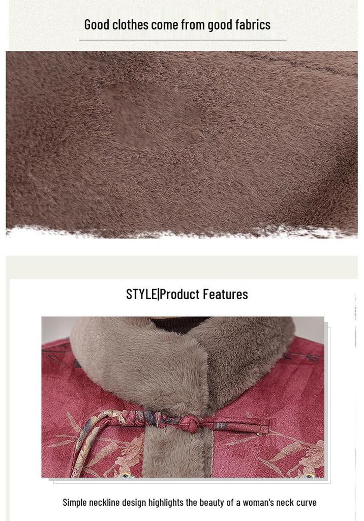 Warm Cotton-Padded Winter Jacket for Middle-Aged and Elderly Women, Plus Velvet for Extra Warmth