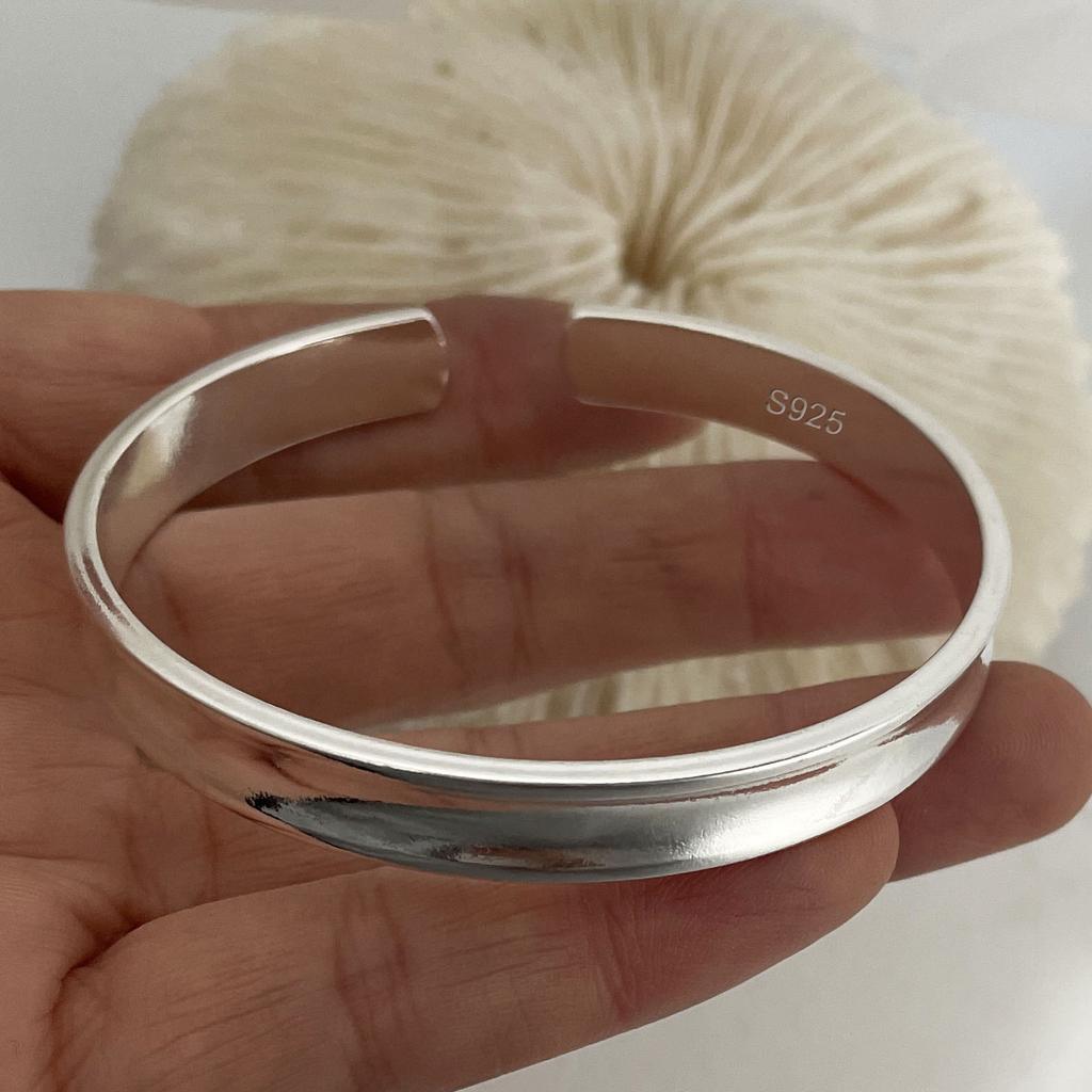 100% Massives 925 Sterling Silber Metallarmband für Damen Herren Vintage Handgefertigt Schlicht Geburtstag Geschenk S-B451