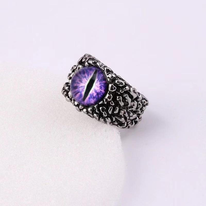 Retro Demon Eye Ring For Men Punk Gothic Adjustable Handmade Rock Biker Jewelry Man Gift Three Size