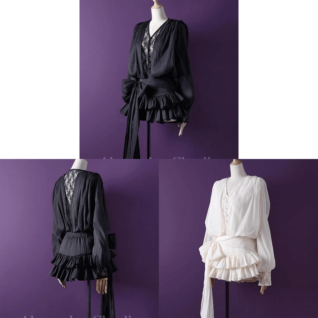 French Girl Style Lantern Sleeve Lace Bow Dress With High Waist For Casual Spring Fashion