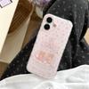 Cute Kawaii Pink Plaid Teddy Bear Phone Case For iPhone 16 15 14 13 Glitter Chandelier Print Protective Cover for Girls