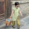 Elegant Chinese Style Summer Outfit For Girls Featuring Beautiful Floral Qipao Top And Stylish Pants Set For Ages 3 To 8 Years