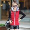 Autumn and winter new candy color down cotton vest, large size women's hooded cotton vest