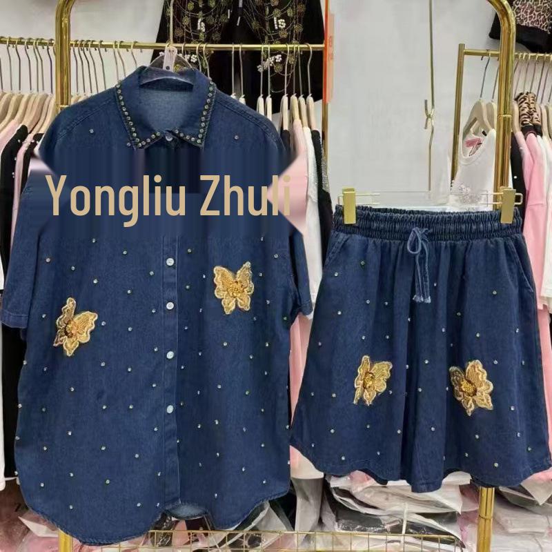 Stylish Women's Two-Piece Denim Set - Cardigan & Shorts, European-Inspired Loose Fit