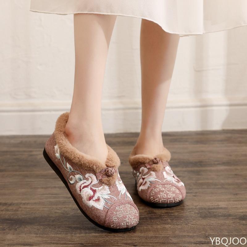 Fashion Winter Fashion Round Toe Embroidered Cloth Shoes for Autumn Winter Simple Comfortable Daily Casual Women's Shoes