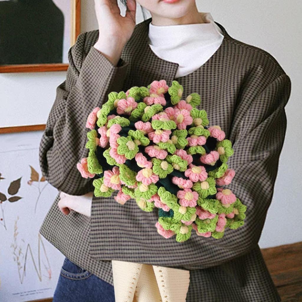 Crochet Flower Bouquet Blanket Creative Finished for Party Sofa Celebrations Rose