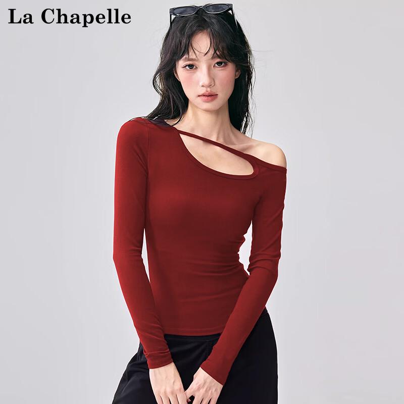 La Chapelle Women s Hollow-Out Off-Shoulder Slim-Fit Long Sleeve T-Shirt XL