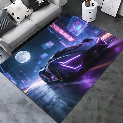 Racing Car Rug Multi Size Anti Slip Polyester Carpet High Definition Sport Car Print Modern Living Room Kids Game Room Decor Mat
