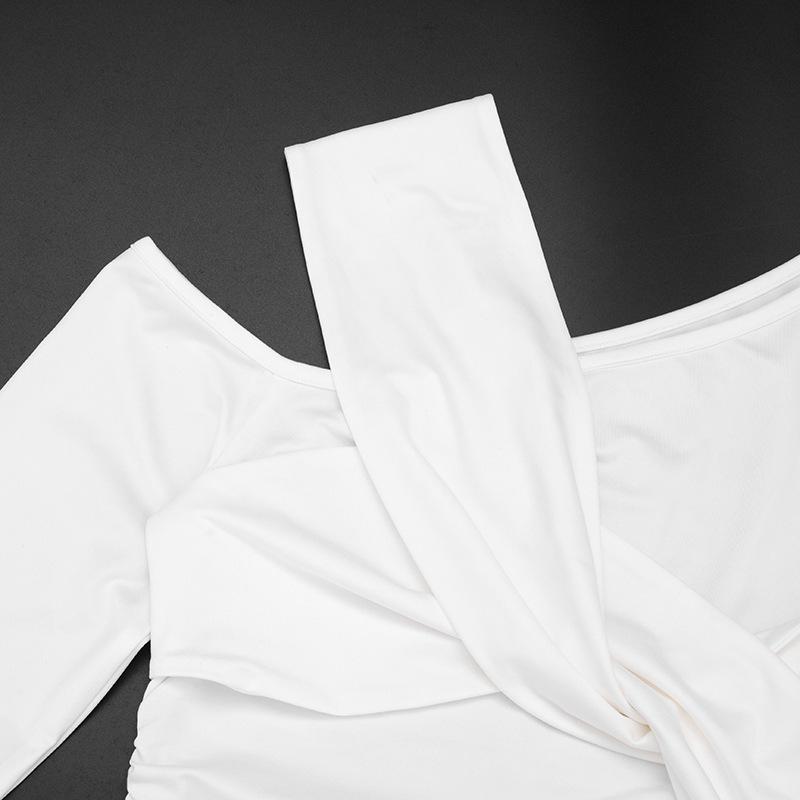 Q25TP244 European Asymmetrical Twisted Slim Fit Long Sleeve Top - Women's Summer & Autumn Collection