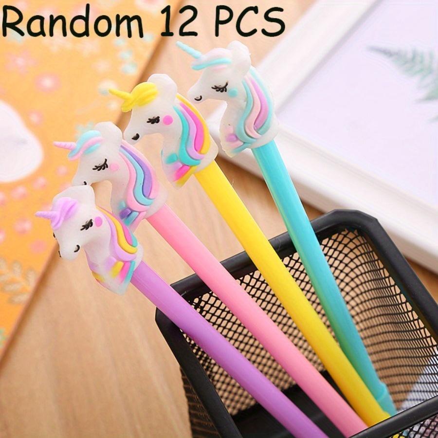 

12/20 шт. Яркие гелевые ручки в форме мультяшного единорога 0,5 мм, черные, мечтательные, причудливые, милые, студенческие канцелярские товары, подарки для вечеринок, на выпускной, обратно в школу. 12 PCS