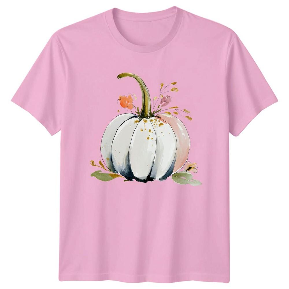 Watercolor White Pumpkin And Blush Unisexs TShirt Thanksgiving Harvest
