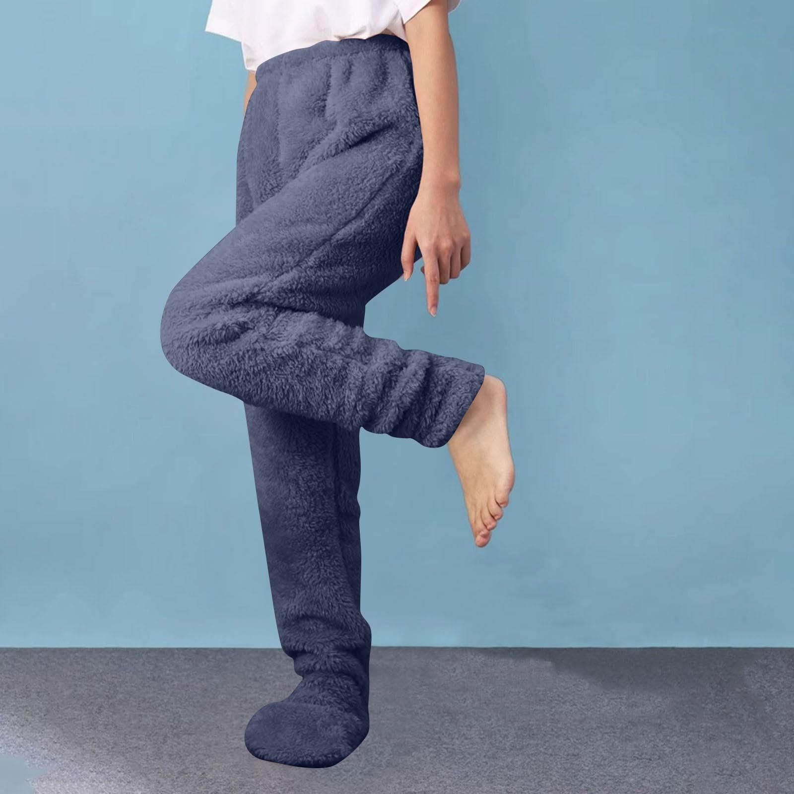 

Женские однотонные толстые колготки на всю ногу, свободные плюшевые термоштаны L синий