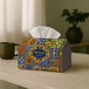 1pc, 2d Flat Printing, Mediterranean Tile Design Tissue Box Cover- Sicily Ornament Blue&Orange Pattern Tissue Box Holder, Multi-Functional Tissue Hold