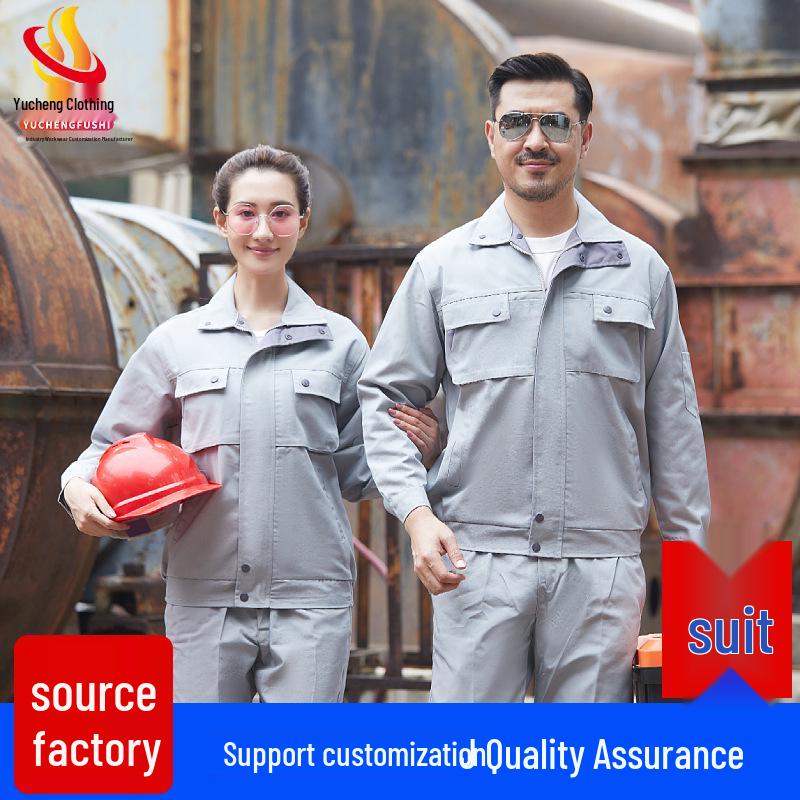 Men's Long Sleeve Workwear Set - Durable Spring/Autumn Top for Auto Repair, Welding, Construction, and Labor Protection.