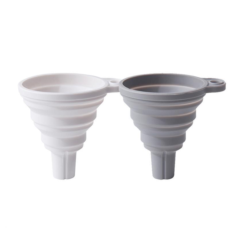 1 Pcs Silicone Folding Funnel Retractable Household Liquid Sub-mini Funnel White Grey Funnel Kitchen Gadget