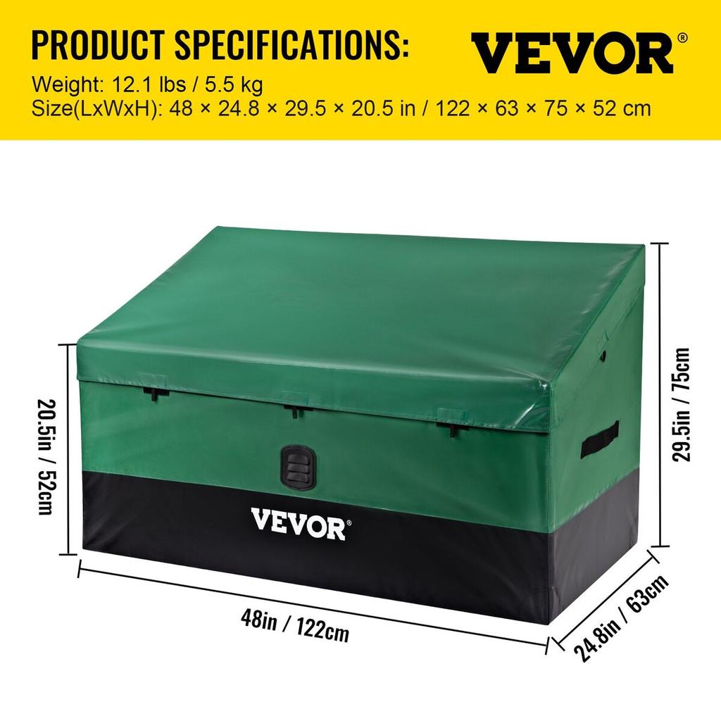 Outdoor Storage Box Patio Deck Box 100 Gallon Waterproof PE Tarpaulin