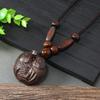 Hand-carved mahogany necklace retro femininity long autumn and winter sweater chain cotton and linen accessories