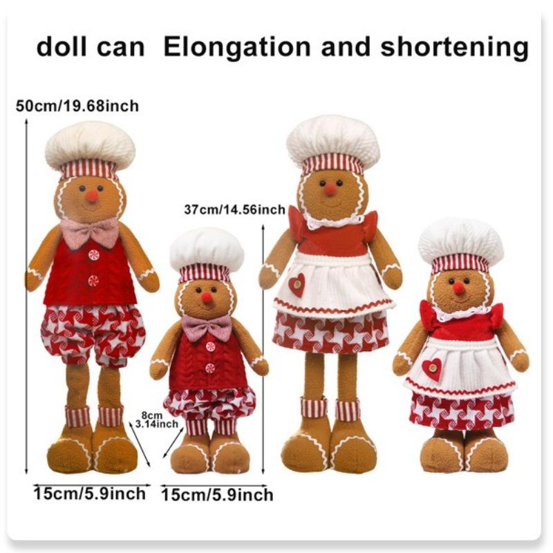 Christmas Gingerbread Man Expandable Doll Cartoon Character Decor with Retractable Design Cute Home Ornament forTabletop Display