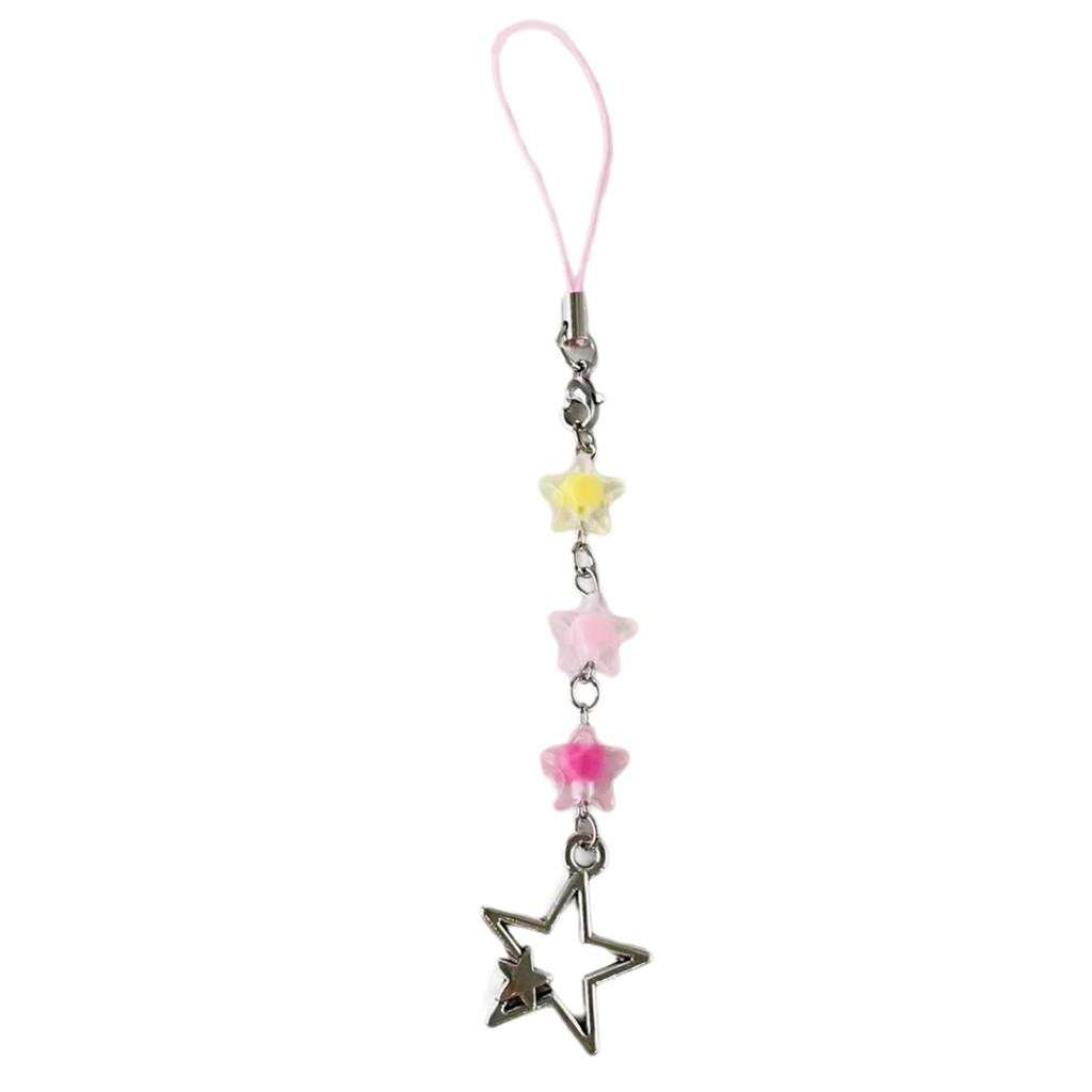 Unique Guitar Star Beaded Cellphone Charm Phone Chain Bag Pendatn Keychain Accessory for Music Enthusiasts
