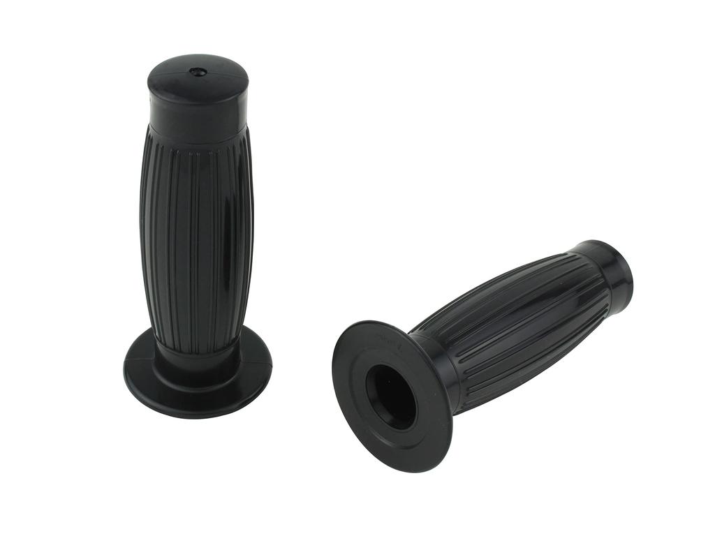 POSH 010072-BK-10 Motorcycle Grips, Tull Shaped Grips, Left and Right Set, For 22.2mm Diameter Motorcycle Handles, Black