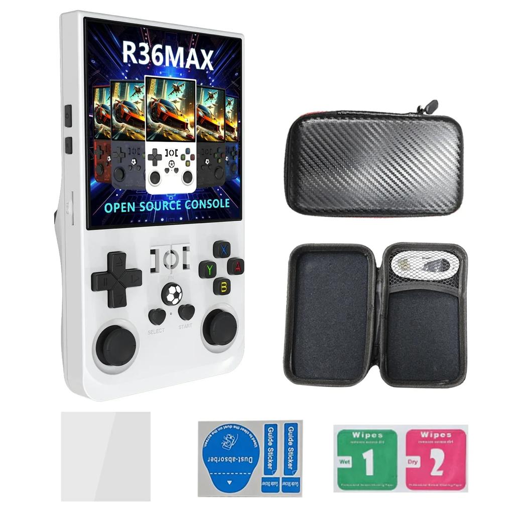 R36MAX 64G 128G Retro Handheld Game Console Linux System 4.0 Inch IPS Screen Portable Video Player Dual Joystick Games Kids Gift