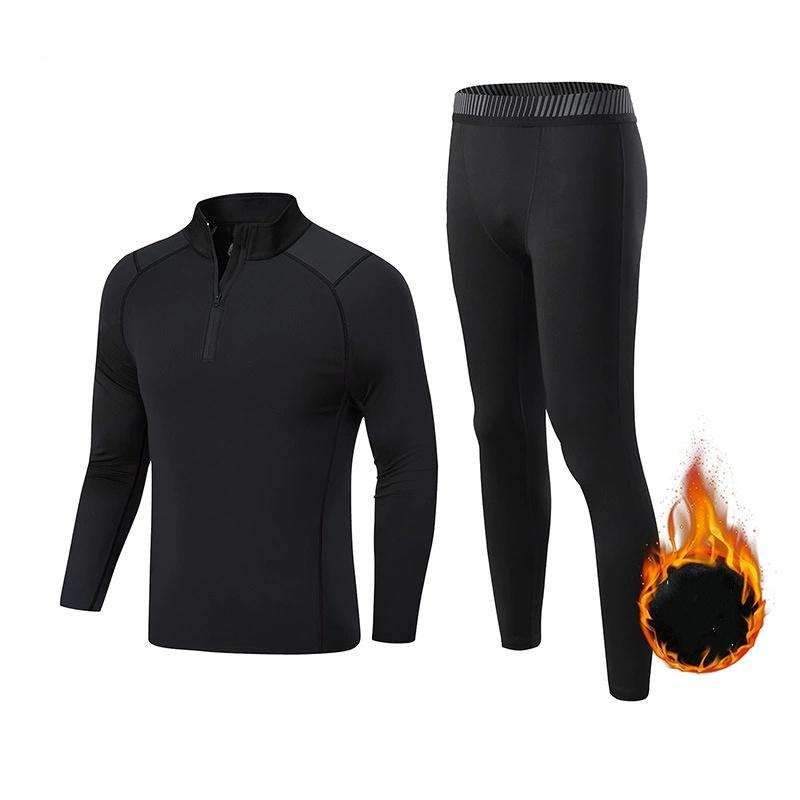 Winter Men Thermal Underwear Set Mens Fleece Lined Warm Undershirts Long Johns Compression Tights Fitness Sports Tracksuit Set