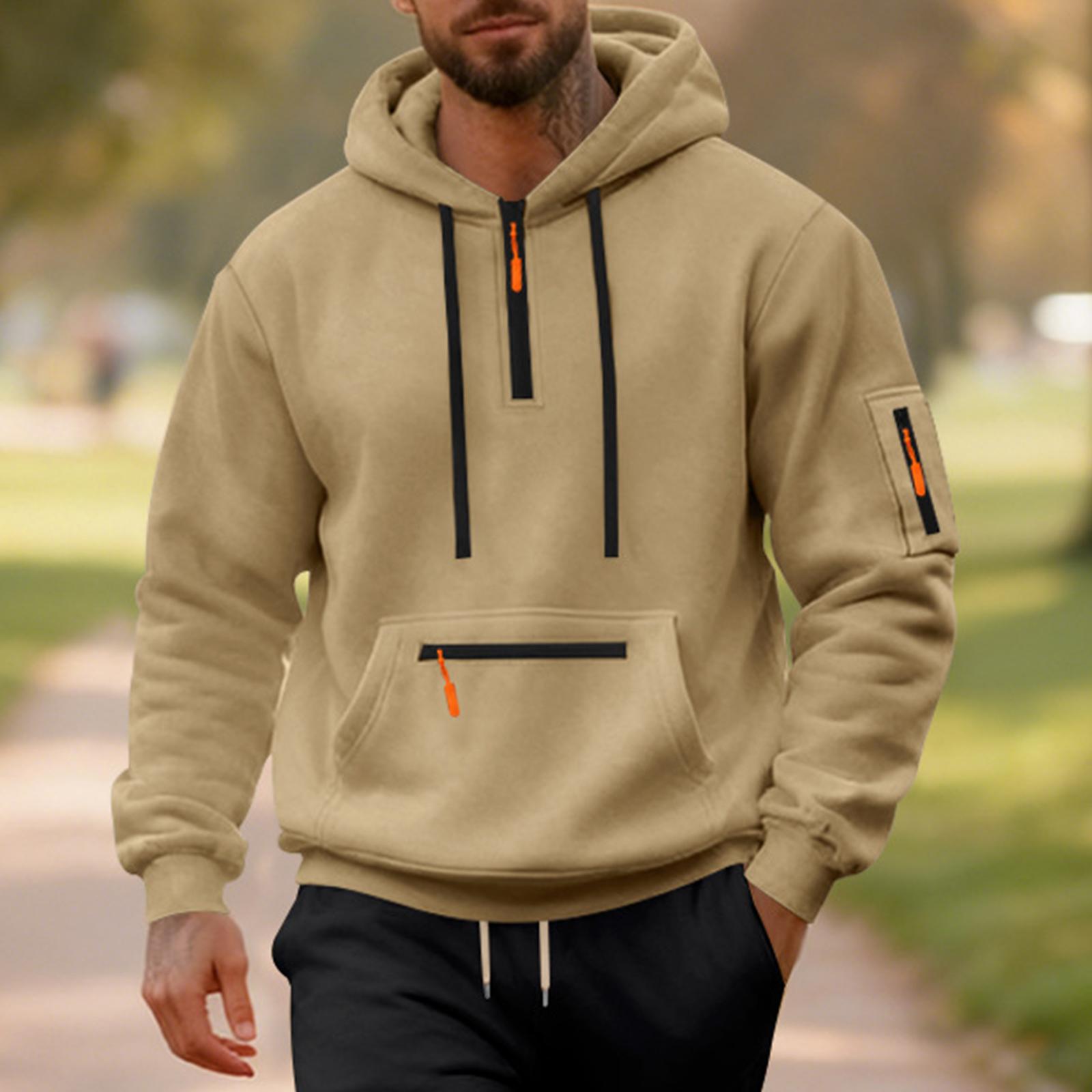 

Men s Leisure Sports Hooded Hood Pullover Hoodie L хакі