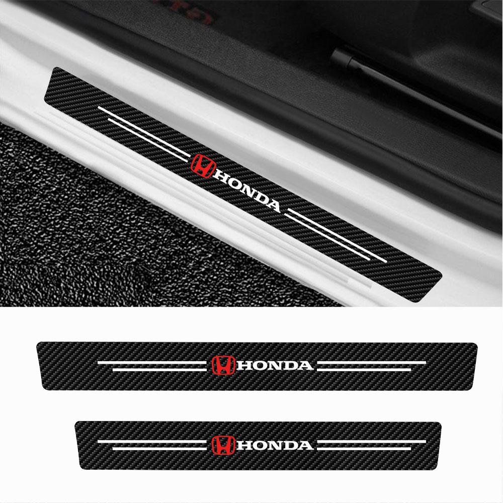4PCS Leather Carbon Fiber Car Door Edge Sill Protector Strip Stickers For Honda CITY CIVIC Mugen Pilot Type R Type S Si Insight RF6