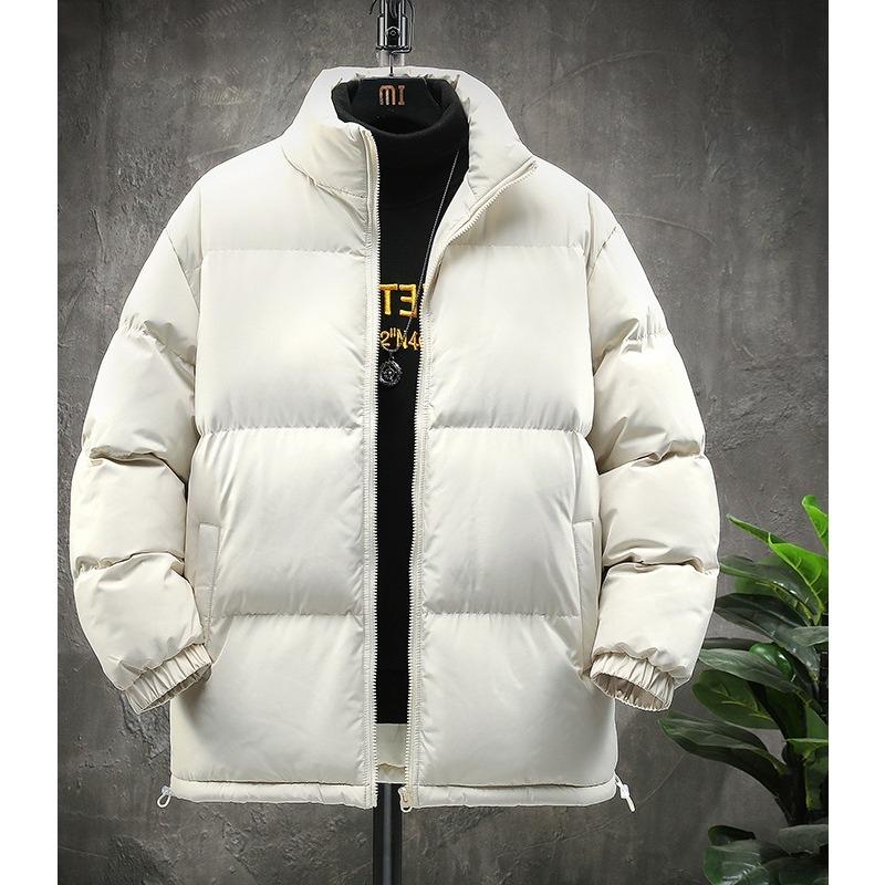 New Winter Large Size Thick Loose Cotton Coat Solid Color Stand Collar Bread Suit Men