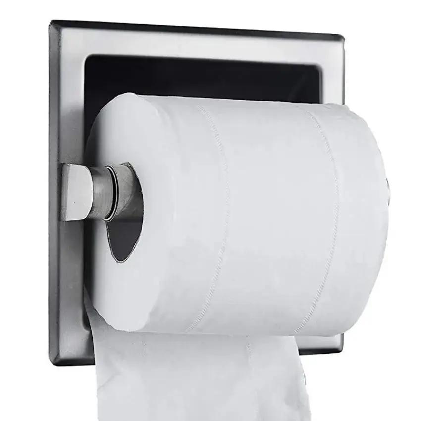 2025 New Toilet Paper Holder with Mounting Bracket Bathroom Wall Mount  Black Metal Toilet Paper Holder Recessed