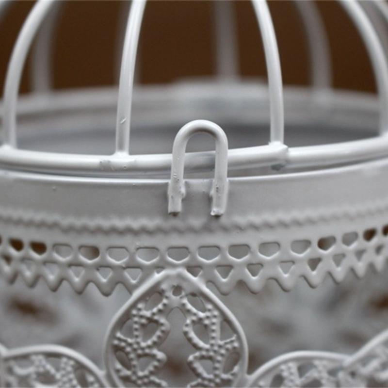 White Bird Cage Candle Holder with Intricate Hollow Designing Candle Stick for Weddings and Parties