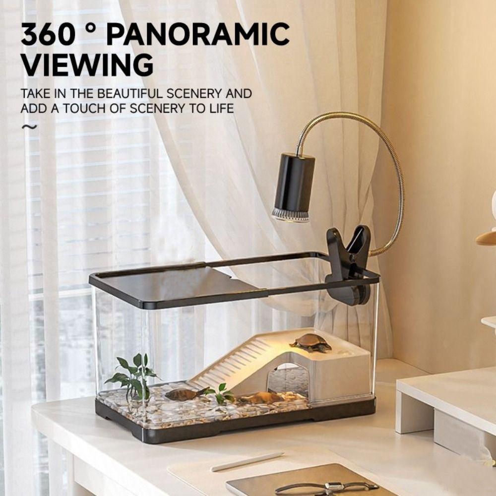 With Basking Platform Turtle Fish Tank Transparent Desk Aquarium Set Ecologicals Fish Tanks