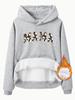 European & American Women's Fleece-Lined Hooded Sweatshirt with Kangaroo Pocket, MAMA Print - Autumn/Winter