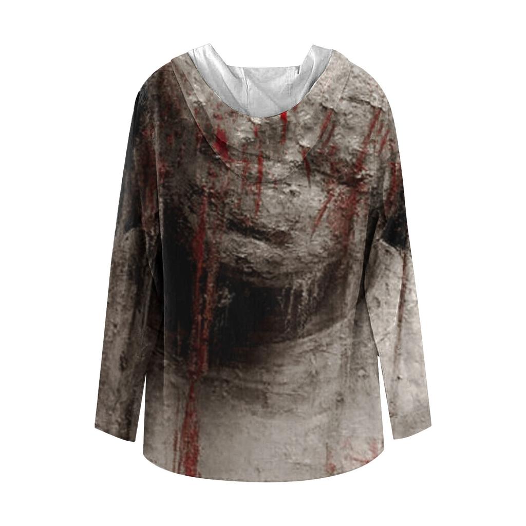 Halloween Printed Men's Shirt, Hooded Long-sleeved Hooded Spring And Summer Casual Daily Wear