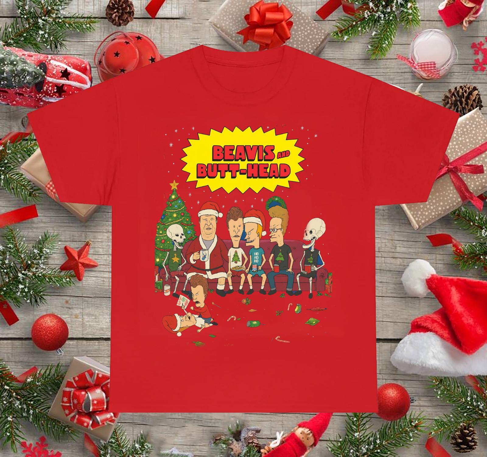 New Beavis And Butt-Head Santa Merry Christmas Red S to 5XL T-shirt TU389 L