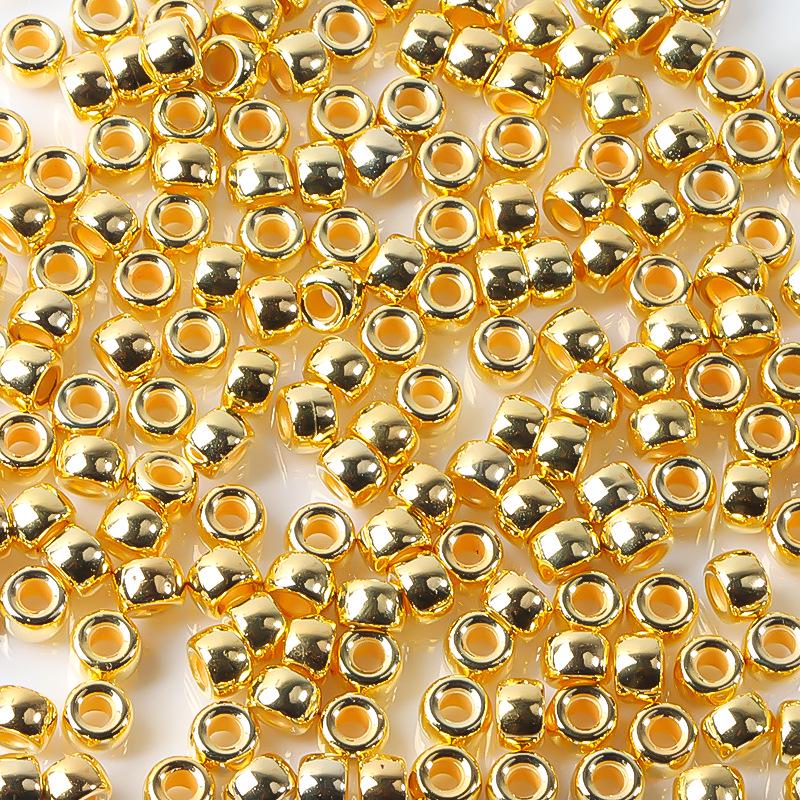 "100 Pcs Large Hole Transparent Frosted Barrel Beads - Colored Onion Powder Plastic Pony Beads for Dreadlocks and Wigs"