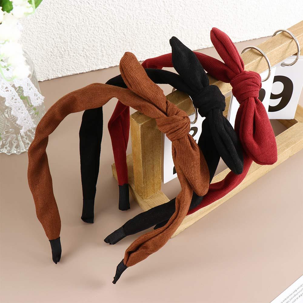 Velvet Bow Headwear Wine Red Refreshing Bow Hair Hoop Korean Headbands Head Hoop Bow Hair Band