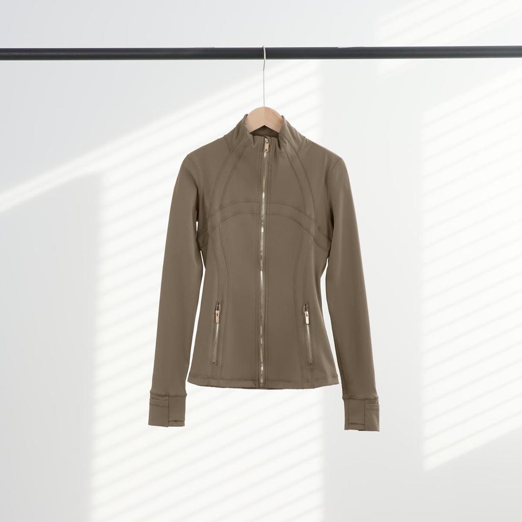 Giacca Sportiva da Donna Slim Fit con Zip Dorata - Collo Alto, Manica Lunga, Alta Elasticità, Abbigliamento Fitness Yoga