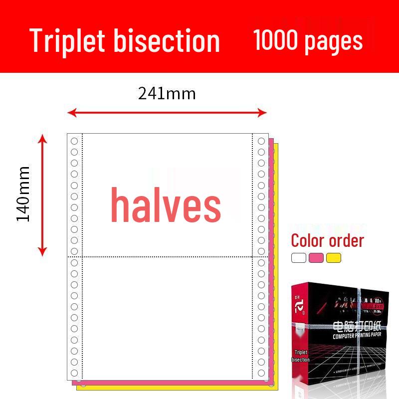 Pinfeed Computer Print Paper: Available in 1 to 5 parts, 241 vouchers, with options for two or three equal parts.