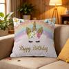 Unicorn Birthday Decor Rainbow Unicorn Personalized Pillow Dust Cover Bedroom Kids Party Decor Pillowcase Birthday Children Gift