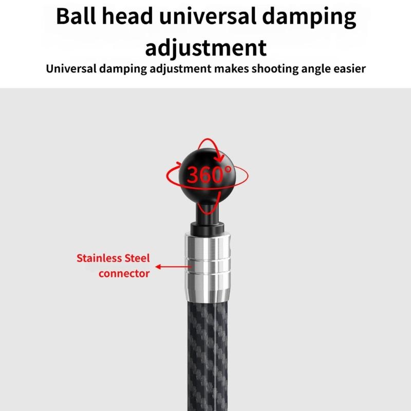 Double 17mm 25mm Ball Head Carbon Fiber Extension Rod Stainless Steel Connectors For Action Camera GPSs Phone Mount