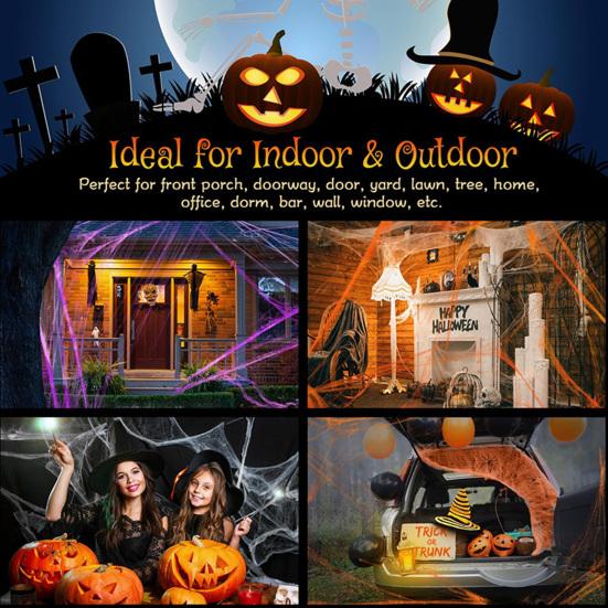 Barevné Halloweenské pavučiny Roztažitelné bavlněné pavučiny Elastické Strašidelné párty scénické rekvizity pro Halloweenské a Štědrovečerní večírky