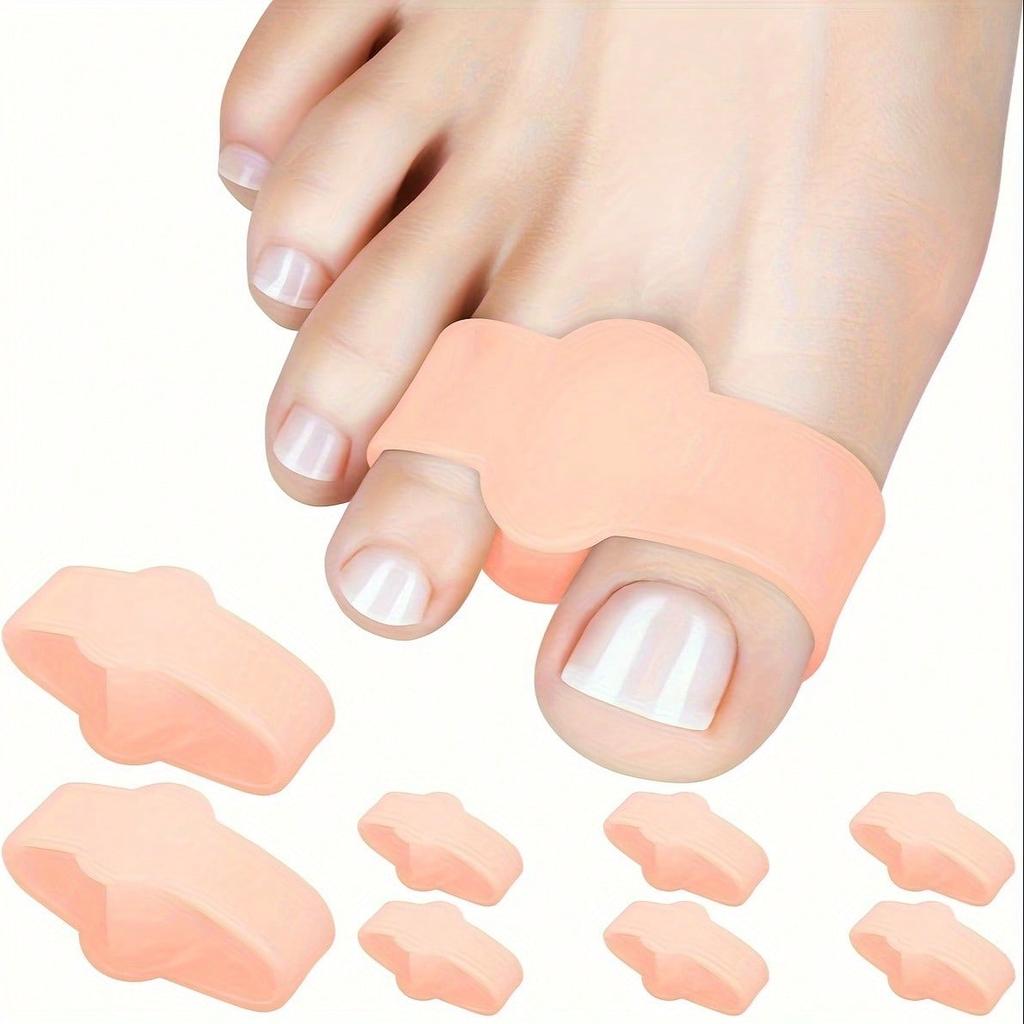 2 Pairs Of Silicone Thumb And Toe Separators, Wear-Resistant Day And Night Use, Toe Stacking Separation Corrector, Comfortable Foot Protection Tool