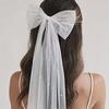 Soft Tulle Short Bridal Veil With Hair Clip Beadwork Pearls Design Bowknot Hair Veil For Wedding Party And Formal Event