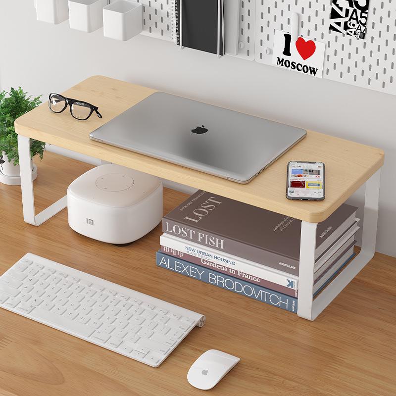 Wooden Desktop Laptop Monitor Riser and Storage Stand