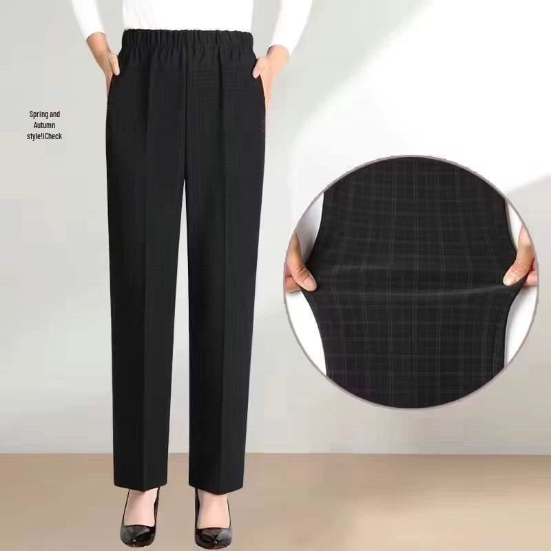 Women's High-Waist Thermal Trousers for Seniors - Loose, Straight-Leg, Warm Pants for Autumn/Winter