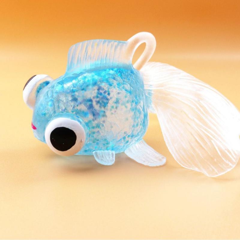 Kawaii Big Eyes Cartoon Goldfish Slow Rebound Gold Powder Maltose Ball Squeeze Fidget Toy Big Tail Goldfish Kids Gifts