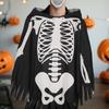 Goth Skeleton Cape Cloth Skull Bones Cloak Fashion Halloween Props  Adult