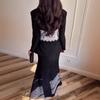 Cross-border European and American women's clothing  Amazon sexy new casual V-neck long-sleeved top fashion hip-wrapped dress